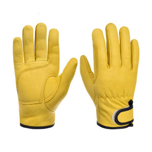 【Hot】 1 Pair Wear-Resistant Cowhide Work Gloves Leather Workers Work Welding Safety Protection For Garden Sports Motorcycle Driver Gloves