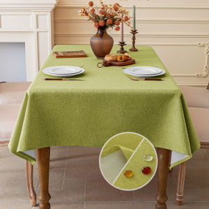 Cotton and linen three-proof tablecloth - Waterproof dust-proof pure color long rectangle tablecloth
