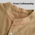 Kemeja Kurta Lelaki Lengan Pendek Cotton Men's Koko Shirt Casual Plain Shirt Retro Linen Stand Collar Polo Shirt. 
