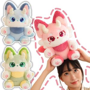 Myth Fairy Fox Plush Toy Stuffed Dragon Horn Pink Foxes Plushie for Kids Birthday Gift for Girl Hug Cushion Throw Pillow