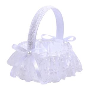 Elegant Cream Colored Participant Basket With Ergonomic Handle For Wedding Celebrations