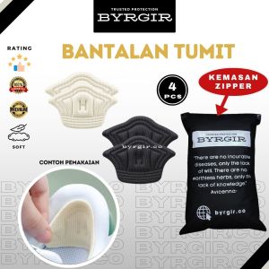 BYRGIR 4pcs Bantalan Sepatu Ganjalan Kaki Bagian Dalam Solusi Sol Kebesaran Pelindung Tumit Shoes Insole Tambah Premium Anti Lecet Tebal Nyaman Hitam Krem