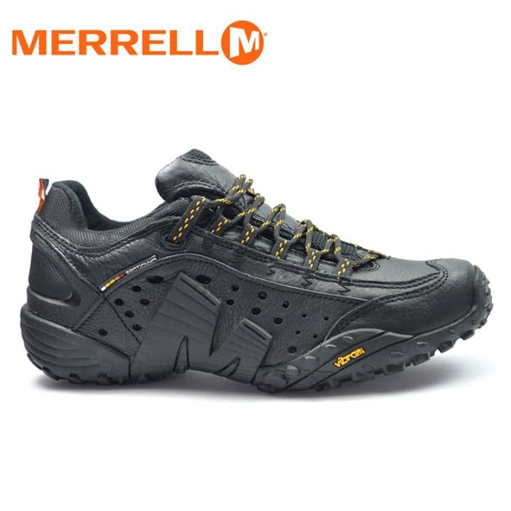 Merrell Men Light Genuine Leather Outdoor Sport Hiking Shoes V Bottom All Black CrossCountry