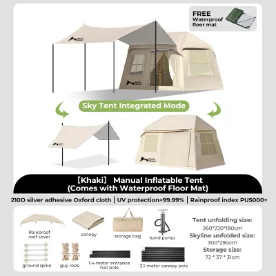 Magic Pocket Air Inflatable Tent Outdoor Camping Large Area Air Pump Family Multi-person Cabin Tent Khemah kembung