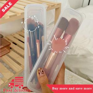 [COD] Makeup Brush Organizer Transparent With Cover Eyebrow Pencil Boxes Portable Women Cosmetic Storage Organizer Makeup Tools