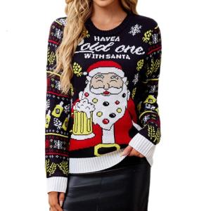 Gingerbreads Man Themed Ugly Christmas Sweater with Colorful LED Lights for Women Long Sleeve Knitwear Pullover Jumper