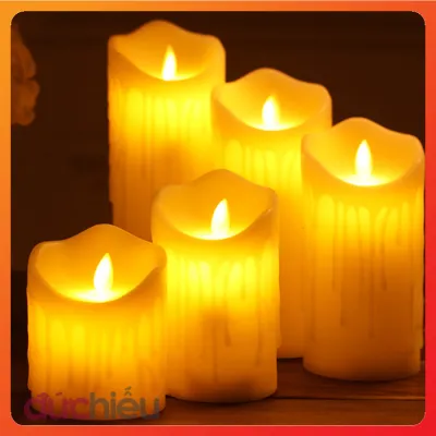 [ Dùng pin AAA ] Nến điện tử cỡ lớn sáp chảy chảy tim lắc như thật nhiều size – Đức Hiếu Shop