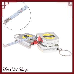 [The Cici Shop] 1M 3ft Retractable Stainless Steel Pocket Measuring Ruler Tape Measure Keychain
