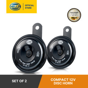 Hella Compact 12V Disc Horn (Set Of 2) - 011 225 801 Horn Black