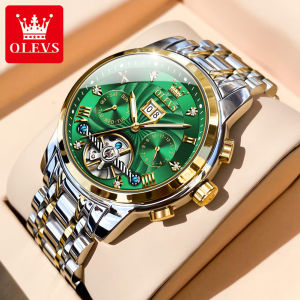 OLEVS automatic watch for men original waterproof dimond dial dual celendar chronograph luminous tourbillon fashion sport watch