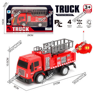 RC Fire Truck Series 4-Channel Remote Control Ladder Firefighting Truck with Extendable Ladder