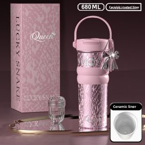 MISUPS 680ML Ceramic Coated Coffee Cup Insulation Or Cooling SUS316 Stainless Steel Vacuum Cup Portable Keeps Both  and Cold Thermal Mug