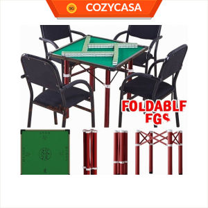 【COZYCASA】Super Stable Mahjong Table with Stainless Steel Legs Foldable Ashtray Portable