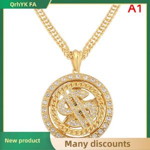 🔔🔔🔔QA Big Rotatable US Dollar Money Sign Pendant Necklace Men Rapper Hip Hop