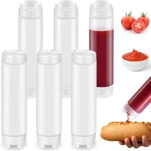 KECTTIO Plastic Double Head Sauce Bottles 16/20/24oz Large-capacity Sauce Dispenser Storage Bottle Refillable Sauce Squeeze Bottle Ketchup
