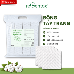 Bông Tẩy Trang SẠCH SÂU reGentox Cotton Tự Nhiên Công Nghệ 3D Diamond Độc Quyền 720 Miếng/Túi
