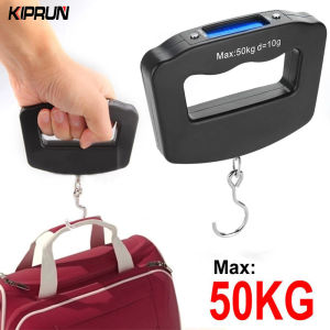 KIPRUN เครื่องชั่งน้ำหนักกระเป๋าเดินทาง แบบดิจิตอล 50กก. - 10ก., เครื่องชั่งน้ำหนักพกพา LCD กระเป๋าเดินทาง แบบตะขอแขวนน้ำหนัก บัตรผ่านเครื่องสำอาง
