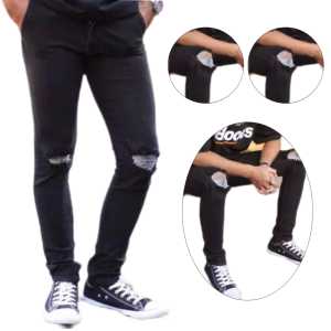 CELANA PANJANG PRIA JEANS SOBEK LUTUT//RIPEED JEANS TERBARU