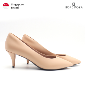 HOPE ROZA (ROSA) - NORMA Women Pointed Toe Kitten Heel Pump - Soft Leather Heels With Anti Slip Sole for Office Wear - Nude