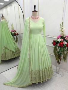 [PRE-ORDER] Ready Made Pure Fox Georgette With Heavy Embroidery Anarkali Gown (10-15days delivery)