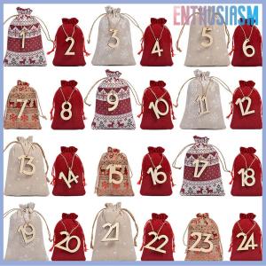 【Enthusiasm】🌟🌟【Hot Sale】🎈 Christmas Advent Calendar Bags 24 Days Countdown Calendar Burlap Bags Drawstring Gift Bags For Adults And Kids DIY Candy Bags