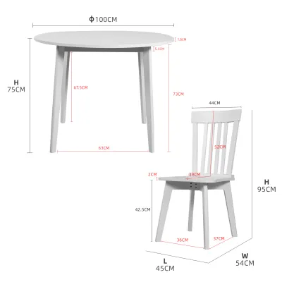 (FREE Shipping) KitchenZ 4 Seater MateoR Solid Wood Dining Set Round Table + 4 Chairs-MateoR-WT