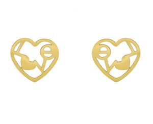 Blief Plus+ QPP Heart Earring QPP Ear Piercing Earrings Classic 24 Karat Gold or Medical Grade Stainless Steel Subang