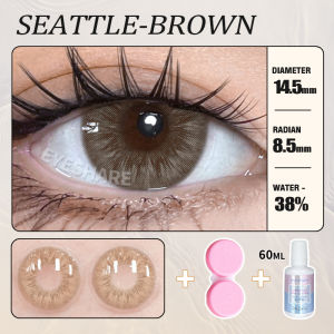 (COD)New big eyes rimless pink purple normal color contact with solution 14.5mm Yearly Use