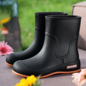 CHUAN Chống thấm nước Giày đi mưa Nhẹ Chống trơn trượt Giày bốt cổ ngắn Chắc chắn Cổ ngắn đến mắt cá chân Giày đi vườn chống trượt Dành cho nam và nữ.