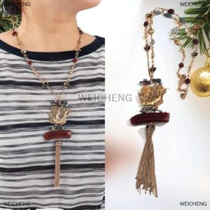 [COD] WEICHENG Vintage Bohemia Small Bird Pendant Metal Chains Tassel Design Necklace For Women Holiday Party Jewelry Sweater Chain Accessories