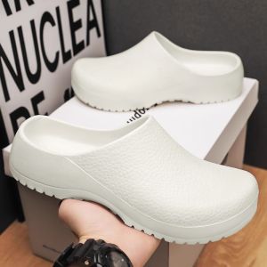 Mens Closed-Toe Slippers Waterproof and Non-Slip Chef Shoes EVA Thick-Soled Womens Nurse Shoes Mens Half-Slippers Sandals