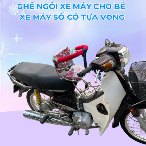 Ghế ngồi xe máy cho bé xe máy số Wave Blade Đream Cub Jupiter Future RSX ... có tựa lưng vòng an toàn cho bé