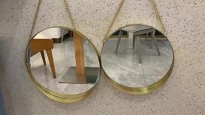 2pcs Gold Round Mirror Set - Margo Wall Hanging Mirrors - Vivamicasa