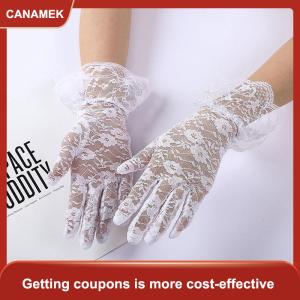 【CANAMEK】 Phụ Nữ Cổ Điển Sheer Ngắn Ren Găng Tay Cô Dâu Găng Tay Cưới Derby Tea Party Cổ Tay Chiều Dài Hoa Găng Tay Cho Bữa Ăn Tối Ưa Thích Trang Phục Phụ Kiện Găng Tay