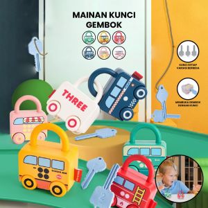 MD-M318 Mainan Puzzle Key Set Anak Mainan Kunci Gembok Motif Transportasi / Mainan Edukasi Anak Puzzle Matching Lock / Key Lock Car Kids Import