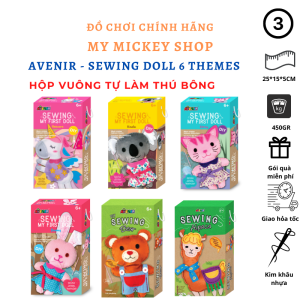 Đồ chơi thủ công tự làm thú bông DIY cho bé hộp vuông Avenir Sewing doll 6 themes Unicorn bunny koala kitty alpaca bear