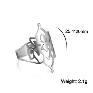 SKYRIM Womens Titanium Stainless Steel Gold Ring Lotus Design Ring Jewelry Rings for friends