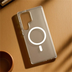 Case For Samsung Galaxy S24 Ultra S25 S26 Ultra For Matte AG Transparent Back Cover Bumper Metal Button Shell