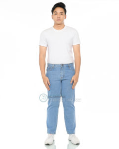 Jeans Pria Blessings Regular Fit Full Length Warna Denim Polos Gaya Bisnis Santai
