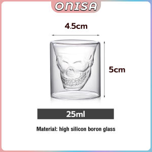 25ml Skull Shape Wine Glass Water Cup Double Layer Mug Transparent Glass