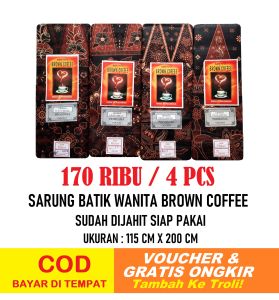 (PAKET 4 PCS) Kain Sarung Batik Wanita Brown Coffee Uk.200X115CM Jarik Batik Jawa Samping Kebat Panjang Kain Panjang Ibu Melahirkan Kain Batik Panjang Samping Kebat Samping Batik Samping Panjang Samping Panjang Untuk Bayi Samping Batik Pekalongan Bisa COD