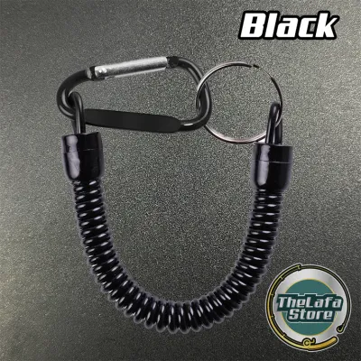 Carabiner Hook Fishing Lanyard Keychain Wire Spring Elastic Rope Spring Wayar Grip Playar Mancing Anti Lost Fumble Steel