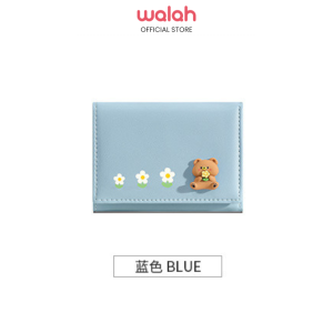 INS Simple Cute Style Cartoon Student Folding Pu Wallet Korean Style Three Fold Short Womens Wallet