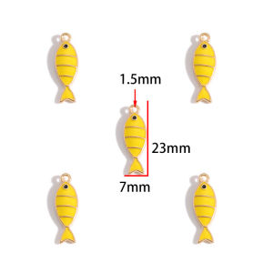 10pcs Cartoon Cute Alloy Marine Animal Fish Pendants DIY Bracelet Keychain Charms Jewelry Making Accessories W613