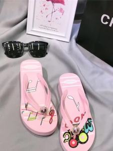 2024 New Creative Womens Sandals Rhinestone Foreign Trade Supply Wedge Platform Mid Heel Flip Flops Douying Same Style