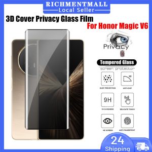 【🔥SG🔥】RICHMENTMALL 3D Curved Clear Privacy Tempered Glass Screen Protector For Honor Magic V6 V5 Anti-spy Tempered Glass Camera Len