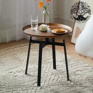 Bàn góc sofa cao cấp bàn phụ nhập khẩu cafe  COPPER TRAY 4 chân thép sơn tĩnh điện khay đồng cam