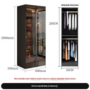 Wardrobe Simple And Modern Glass Door Wardrobe Storage Suspension Bedroom Cabinet