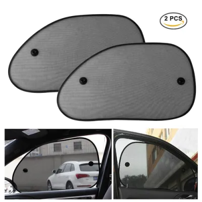 1คู่65*38เซนติเมตรม่านบังแดดรถยนต์ด้านข้างหน้าต่างม่านบังแดดปกตาข่าย Visor โล่หน้าจอพลังงานแสงอาทิตย์ป้องกันรังสียูวีอุปกรณ์เสริมในรถยนต์
