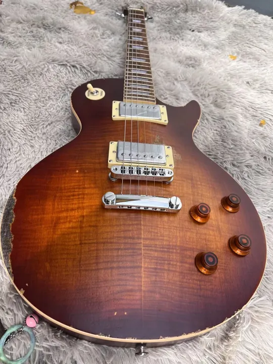 Relic Aged Gibson Les Paul Standar Brown Electric Guitar Vintage